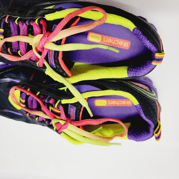 Skechers Flex Womens Size 7.5 Neon Colorful Mesh Running Athletic Shoes Sneakers - Picture 8 of 9